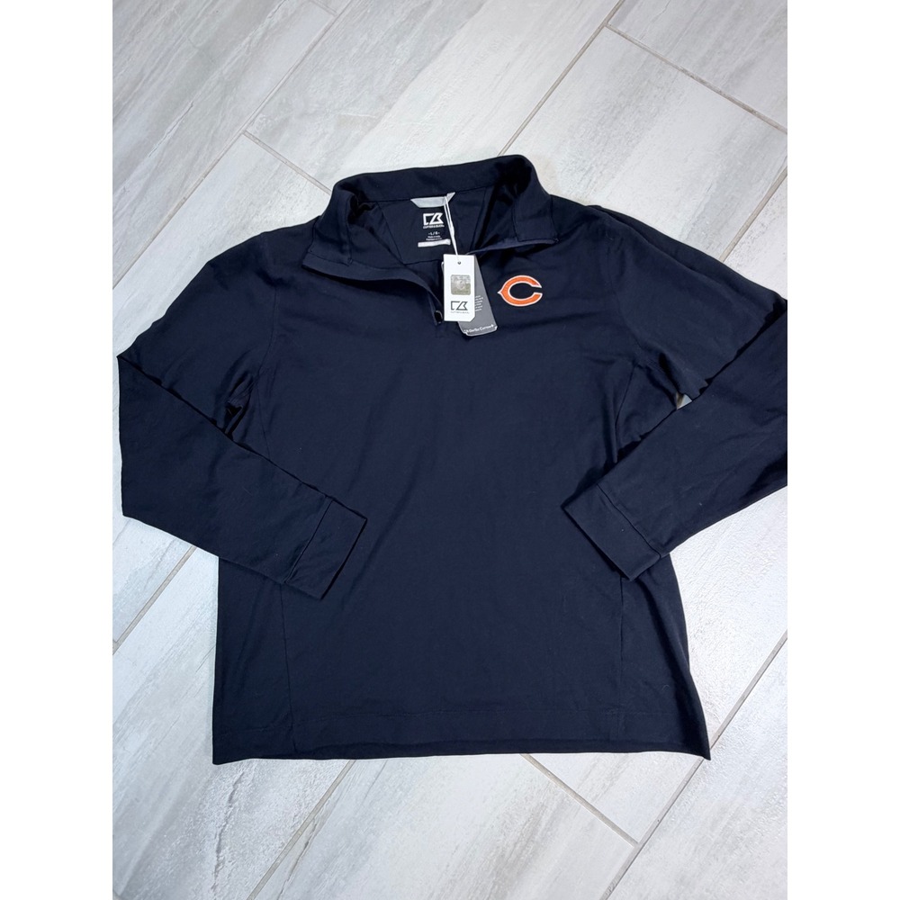 Cutter & Buck Chicago Bears Mens Navy Blue Quarter Zip Pullover MCK00068 L